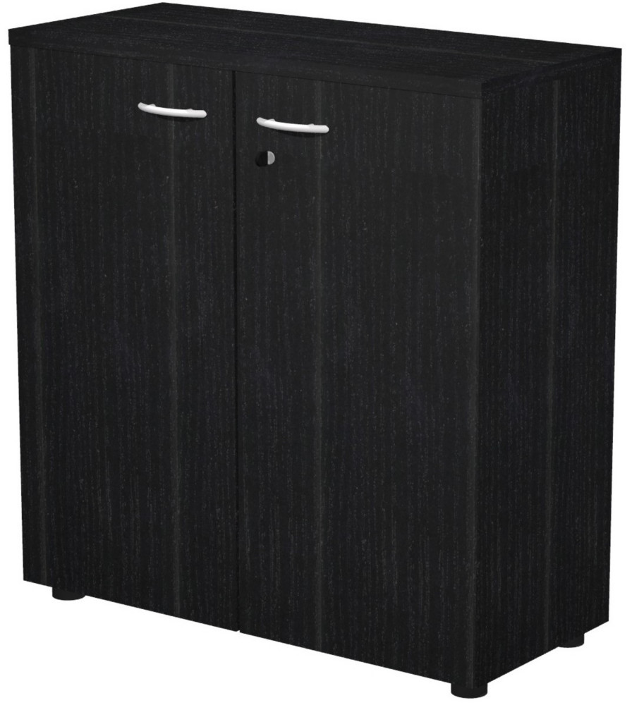 Armoire basse Pronto - L.80 x H.72 cm - 2 portes - Noir