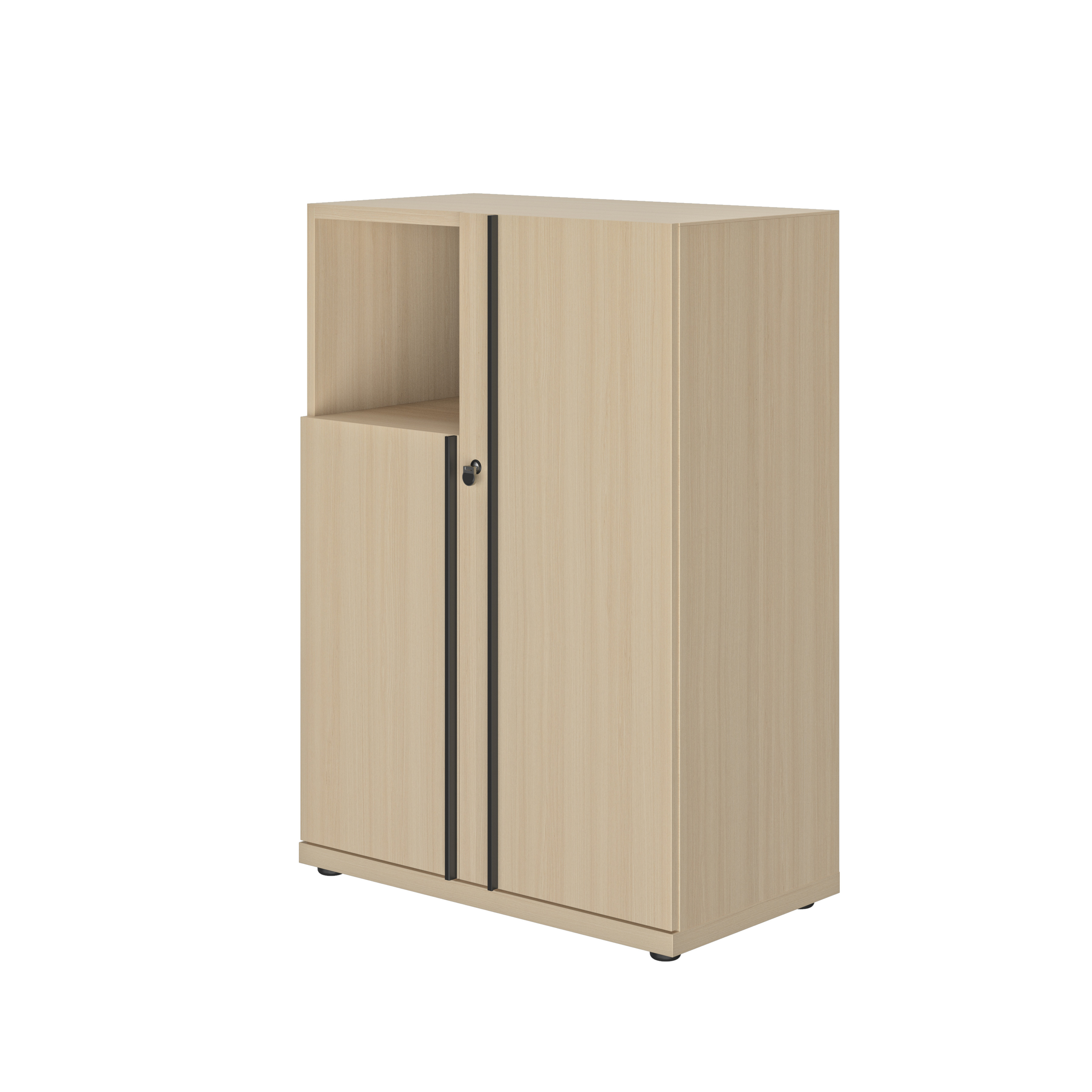 Meuble mi-haut Fusion - L.81 x H.114 cm - 2 Portes battantes - Chêne structuré