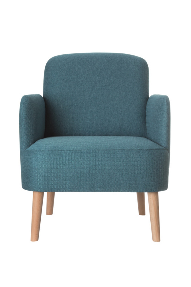 Fauteuil d'accueil Brooks Pieds Htre Tissu bleu