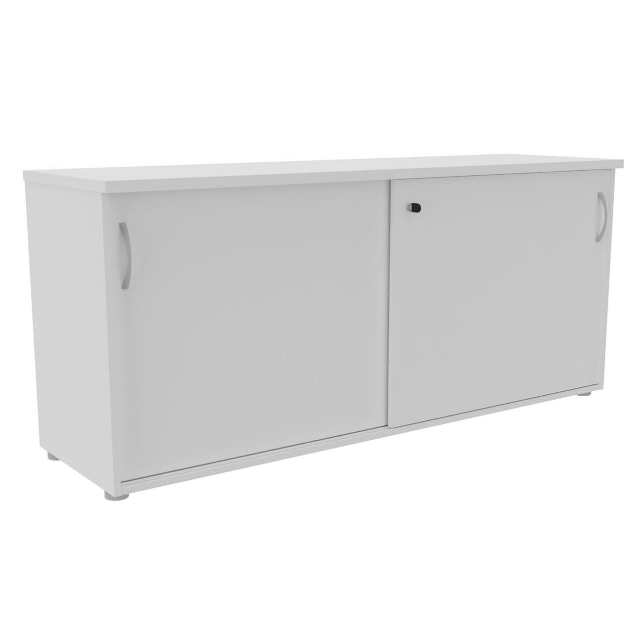 Armoire basse portes coulissantes L.163 x P.48 x H.72 cm - Blanc