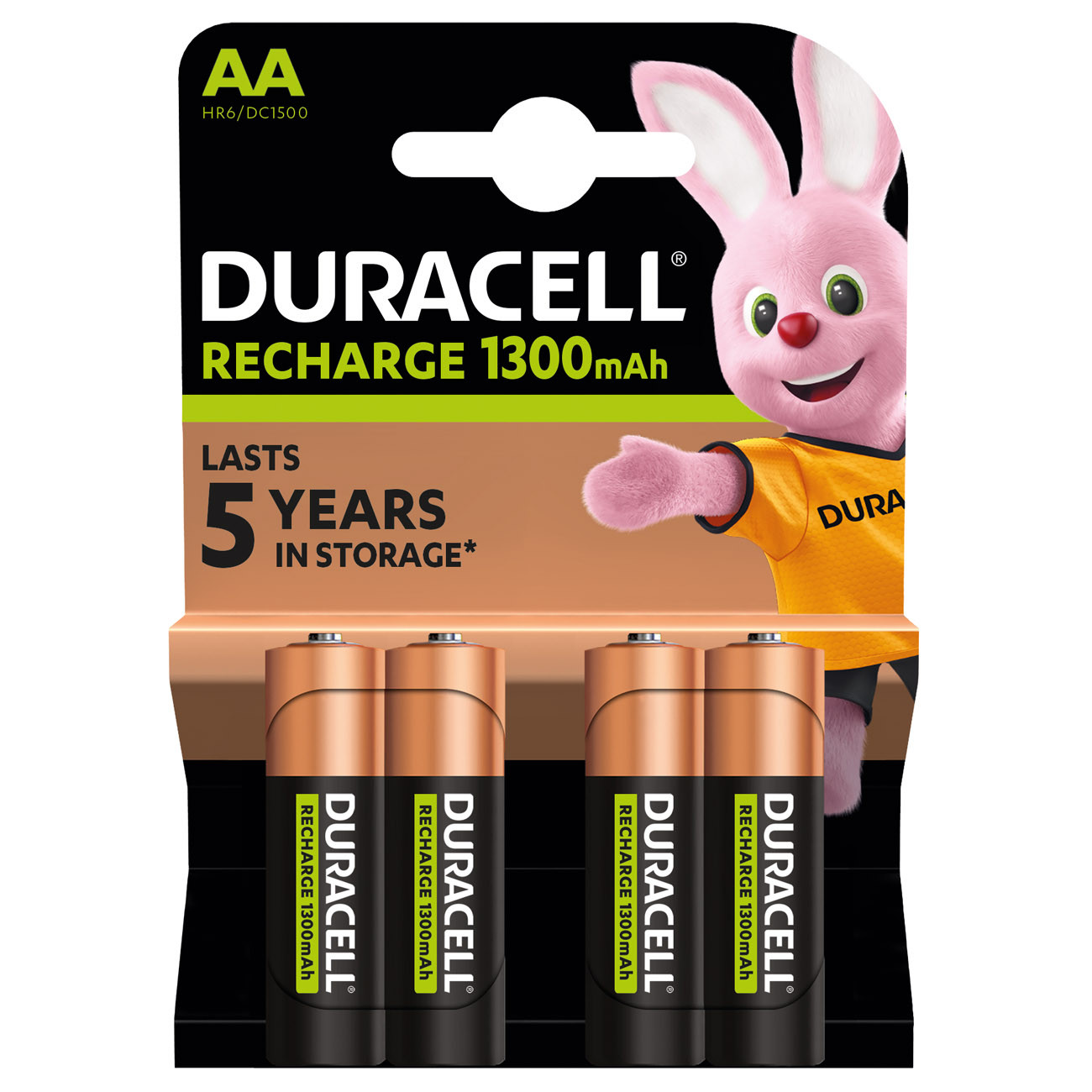 Duracell Pile rechargeable AA / HR6 - 1300 mAh - Lot de 4