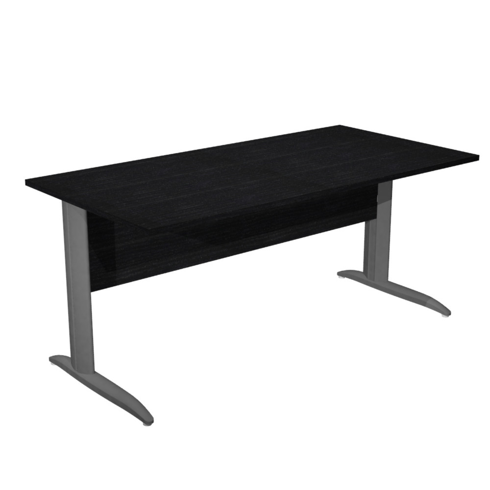 Bureau droit Pronto Mtal - L.160 x P.80 cm - Plateau Noir - Pieds L Anthracite