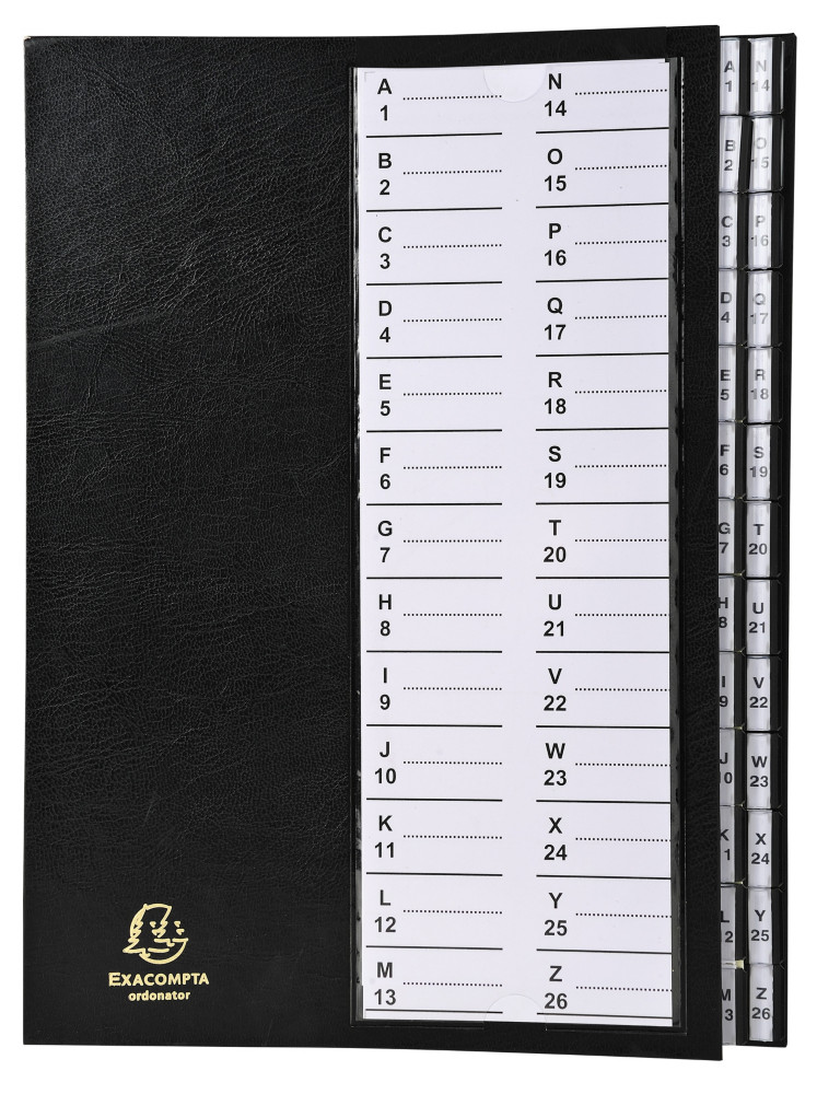 Exacompta Trieur A4 - cavaliers plastiques alpha numriques 26 divisions - Noir