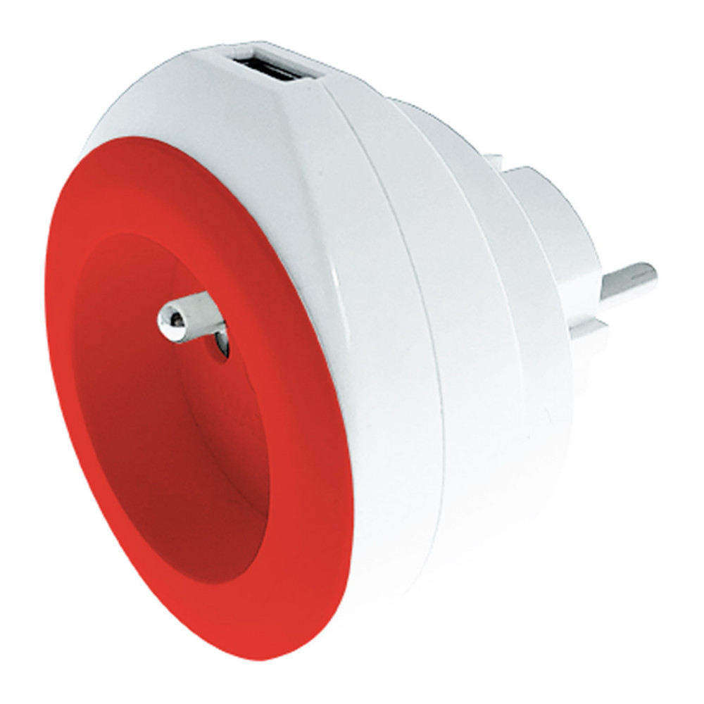 Watt & Co Chargeur universel mural USB-A pour smartphone et tablette - Rouge