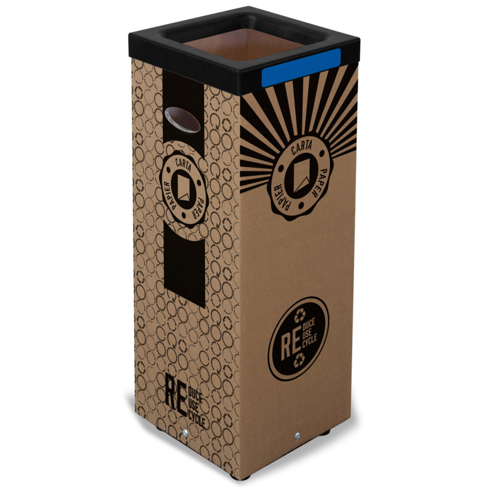 Poubelle carton 100l pour recyclage du papier - Couvercle mtal Bleu
