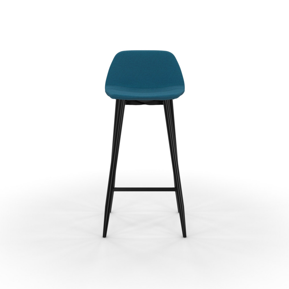 Tabouret MUST - Pitement acier noir - Assise tissu 100% polyester Bleu