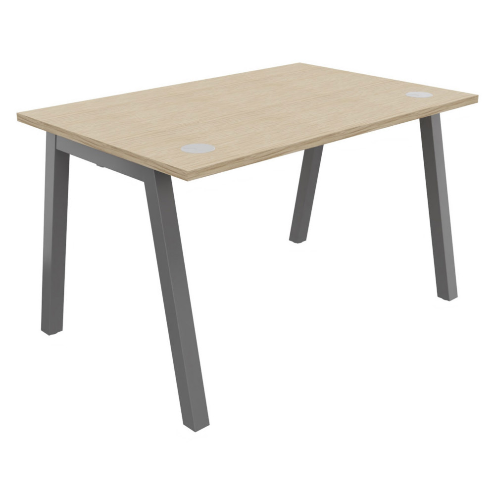Bureau droit Burocolor A avec obturateurs - L.120 x P.80 cm - Plateau Chne - Pieds Aluminium