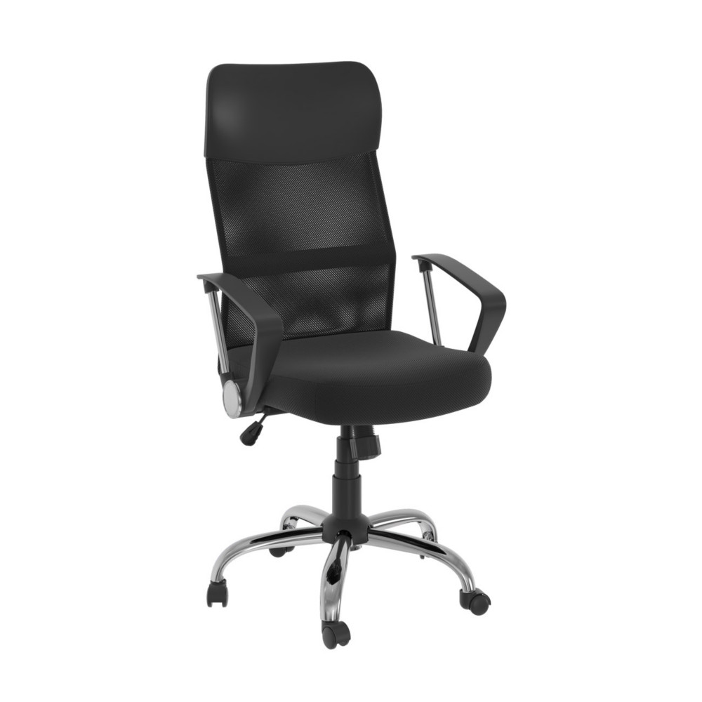 Fauteuil de direction Laurenzo - maille et tissu Noir - Hauteur rglable - Accoudoirs - Appuie-tte