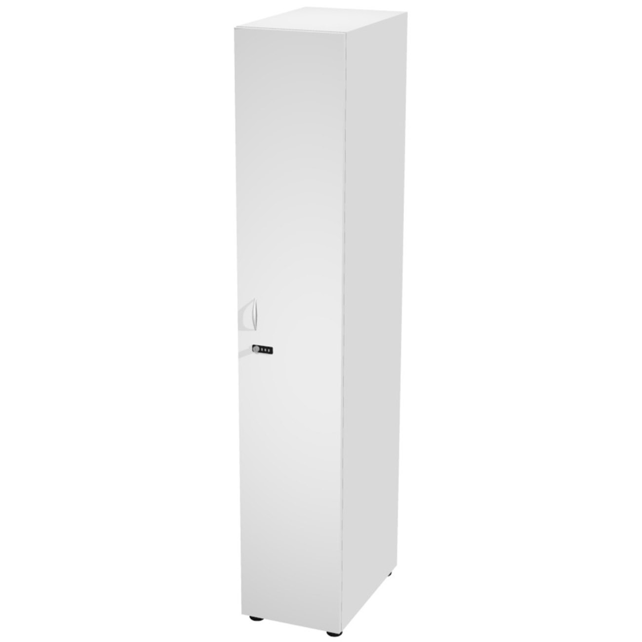 Casier+simple+Eminence+L.+33+x+H.+184+cm+-+Meuble+colonne+1+porte+avec+serrure+à+code+-+3+niches+interieurs+-+Corps+Blanc+-+Porte+blanche