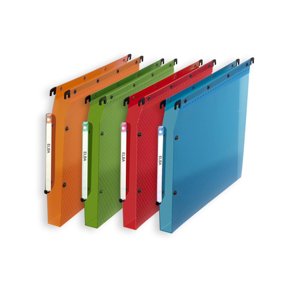 Elba Dossier suspendus pour armoire Design A4 Polypropylne - 350 feuilles - Fond U 30 mm - Assortis - Lot de 10