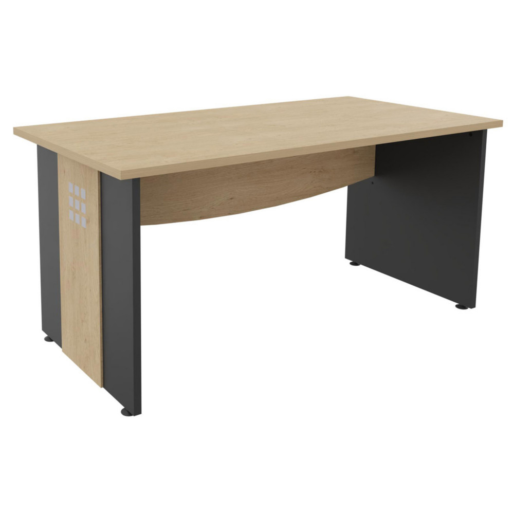 Bureau droit Axiome - L.120 x P.80 cm - Plateau Chne - Pieds panneaux Anthracite/Chne