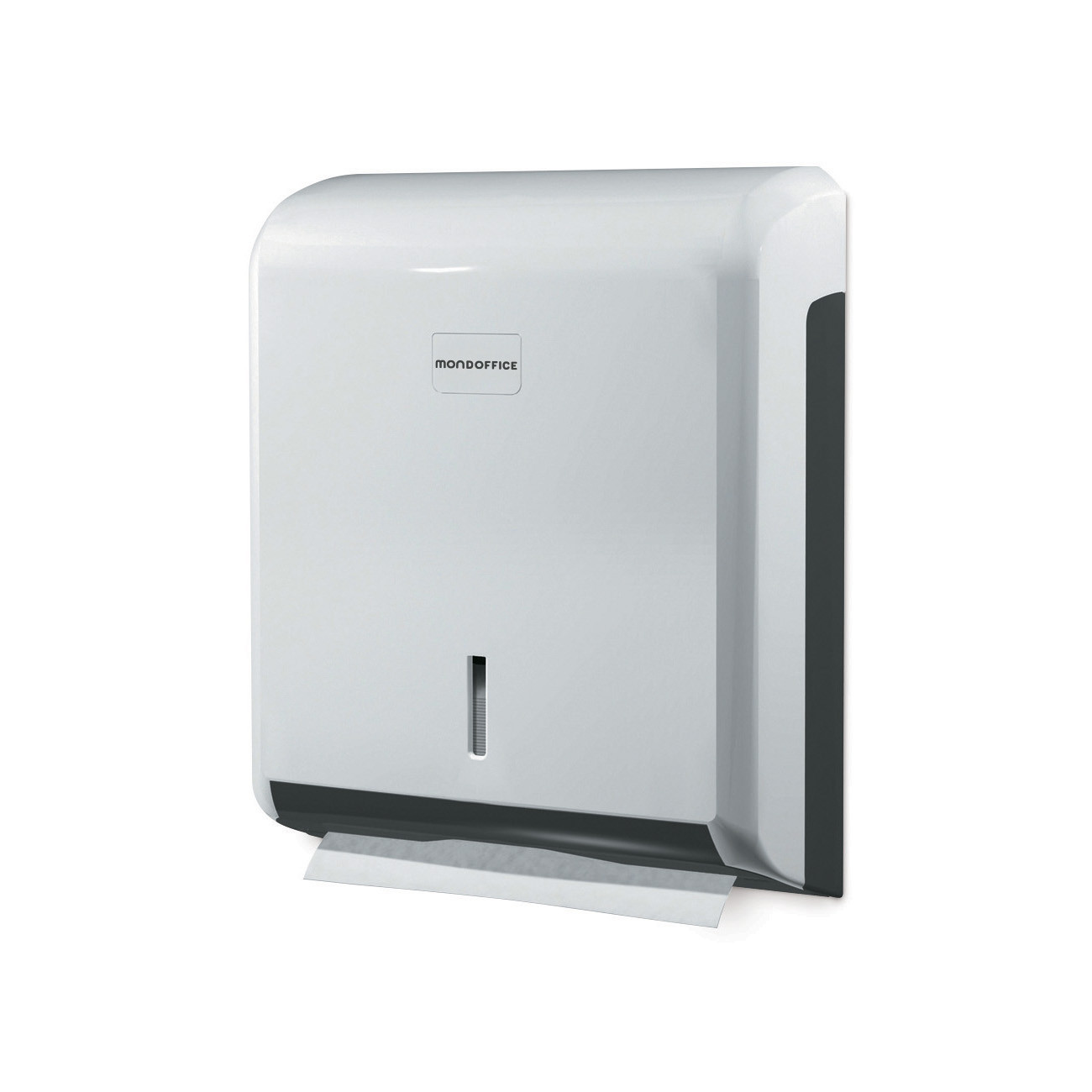 MONDOFFICE Distributeur d'essuie-mains capacité 400 à 600 feuilles en ABS avec fermeture à clé  - Blanc