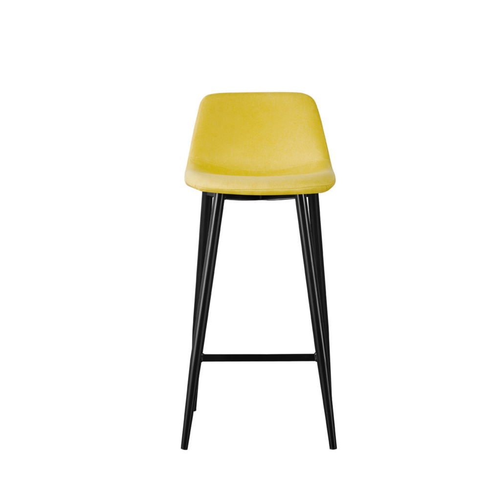 Tabouret MUST - Pitement acier noir - Assise tissu 100% polyester Jaune