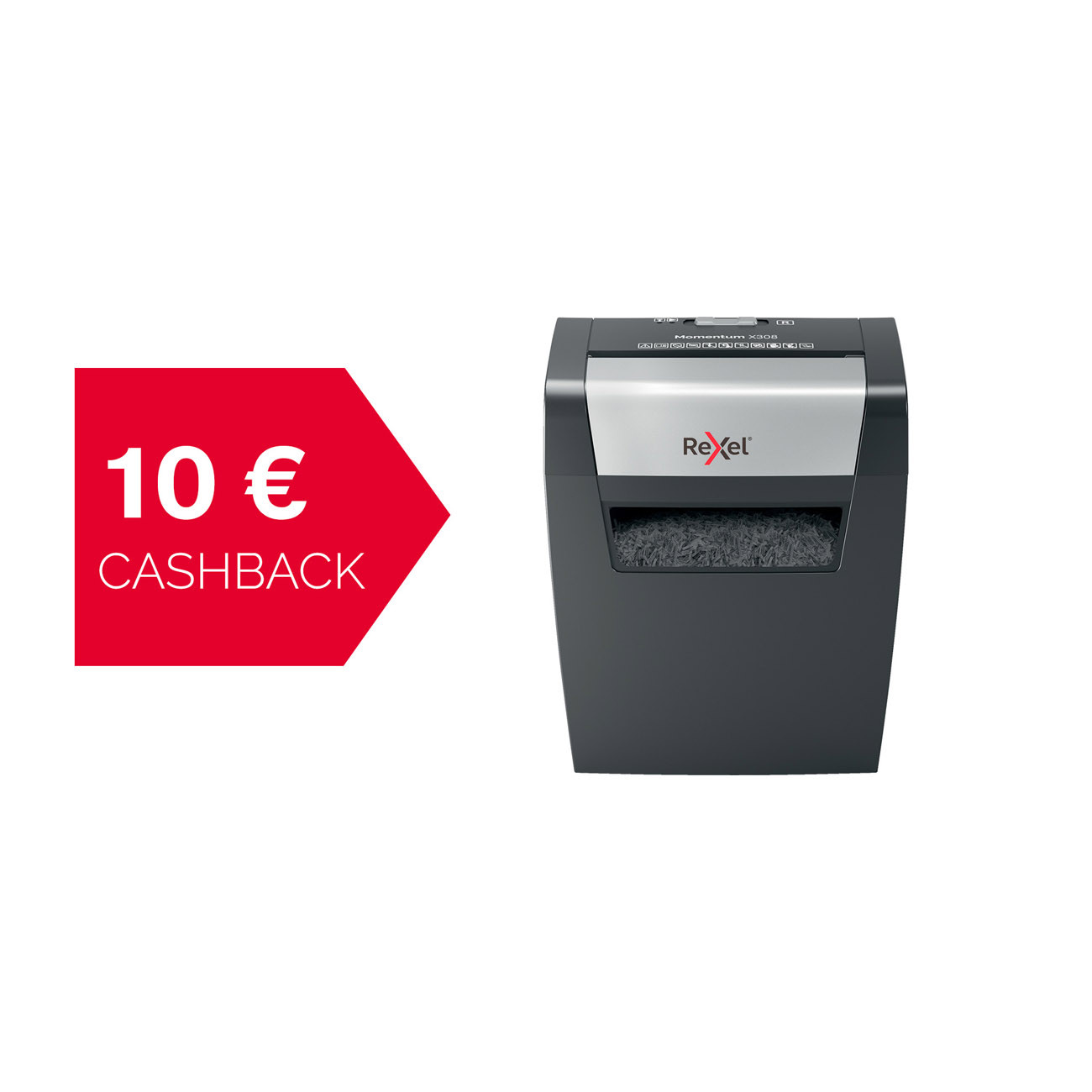 Rexel Destructeur de documents Momentum X308 coupe croisée DIN P-3 - 8 feuilles - corbeille 15L