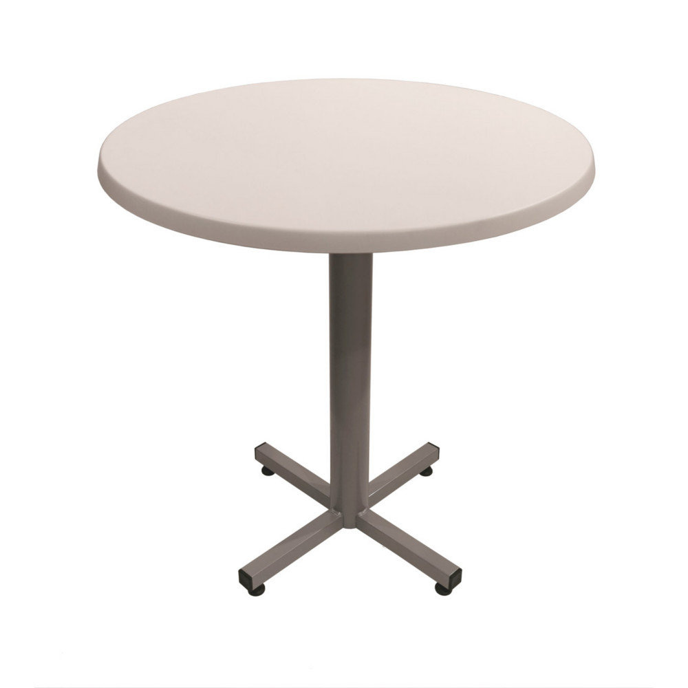 Table Coffee ronde .70 x H.75 cm - Plateau Blanc  Pied central Aluminium
