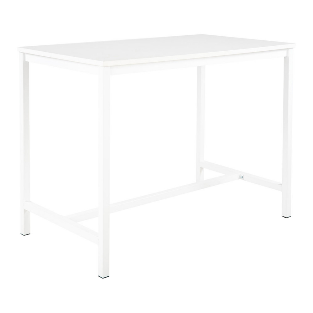 Table haute 110 cm polyvalente Budget 140 x 80 cm - Blanc pieds mtal Blanc