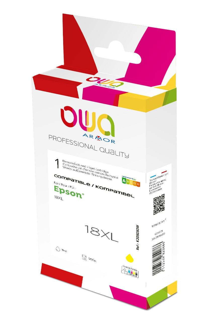 OWA  Cartouche d'encre remanufactur&eacute;e compatible EPSON 18XL - Jaune