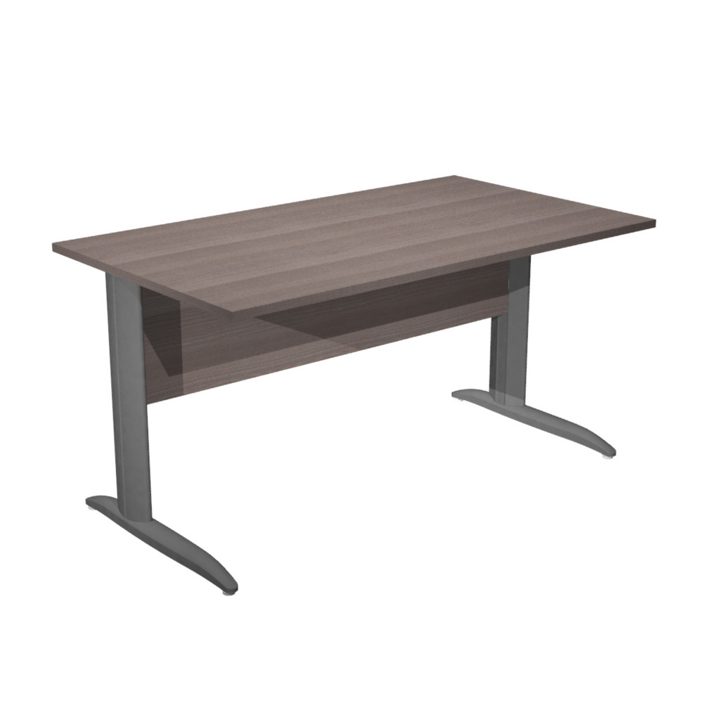 Bureau droit Pronto Mtal - L.140 x P.80 cm - Plateau Cendre - Pieds L Anthracite