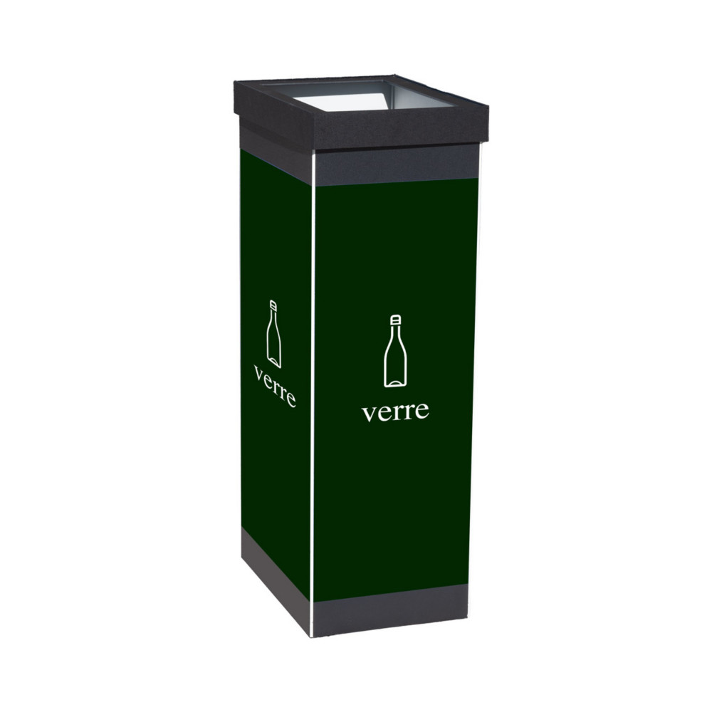 Paperflow Poubelle de tri slectif pour le recyclage du verre - 60L - Vert corps Noir