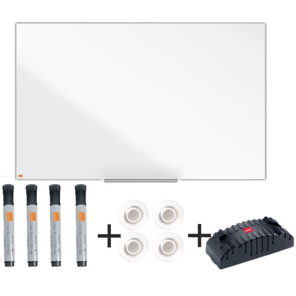 Nobo Pack tableau blanc laqu Nano Clean surface magntique cadre aluminium L.120 x H.90 cm + 9 accessoires