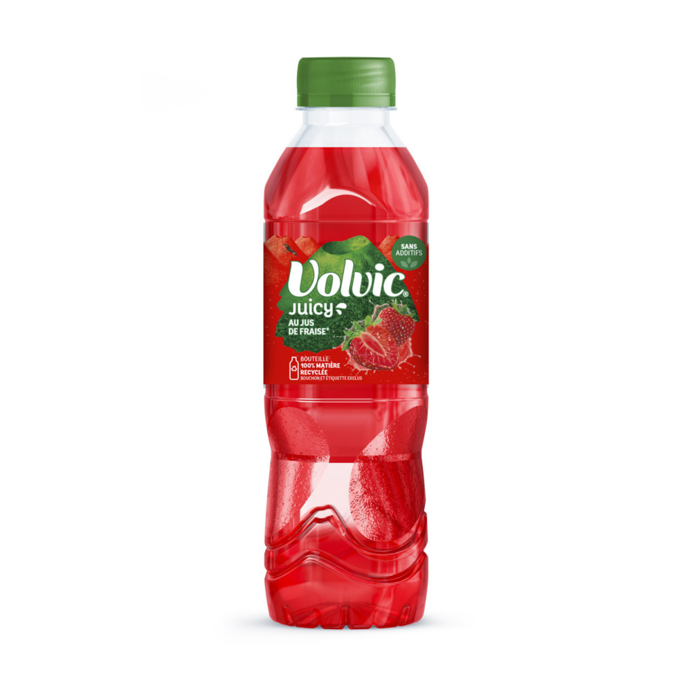 Volvic Juicy Eau plate aromatise Fraise - Eau plate - Lot 12 bouteilles PET 50 cl