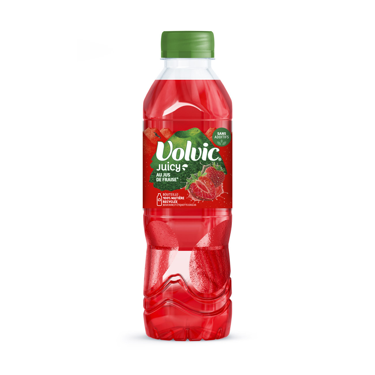 Volvic Juicy Eau plate aromatisée Fraise - Eau plate - Lot 12 bouteilles PET 50 cl