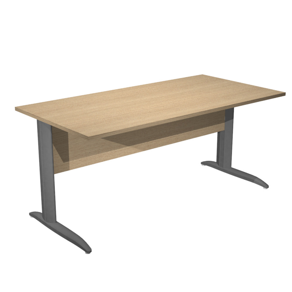 Bureau droit Pronto Mtal - L.160 x P.80 cm - Plateau Chne - Pieds L Anthracite