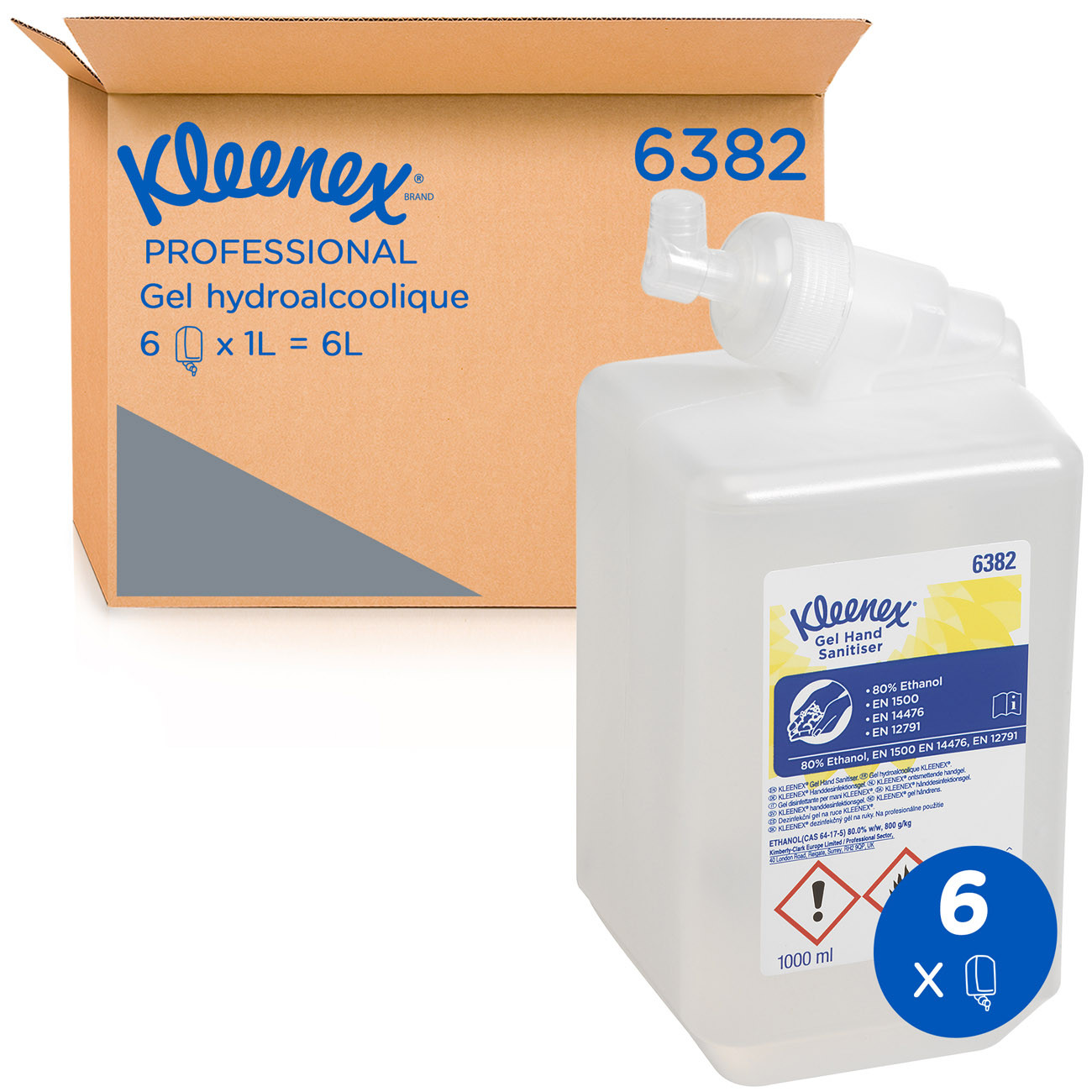 Kleenex®+Gel+hydro+alcoolique+hydratant+pour+les+mains+-+Cartouche+de+1+L