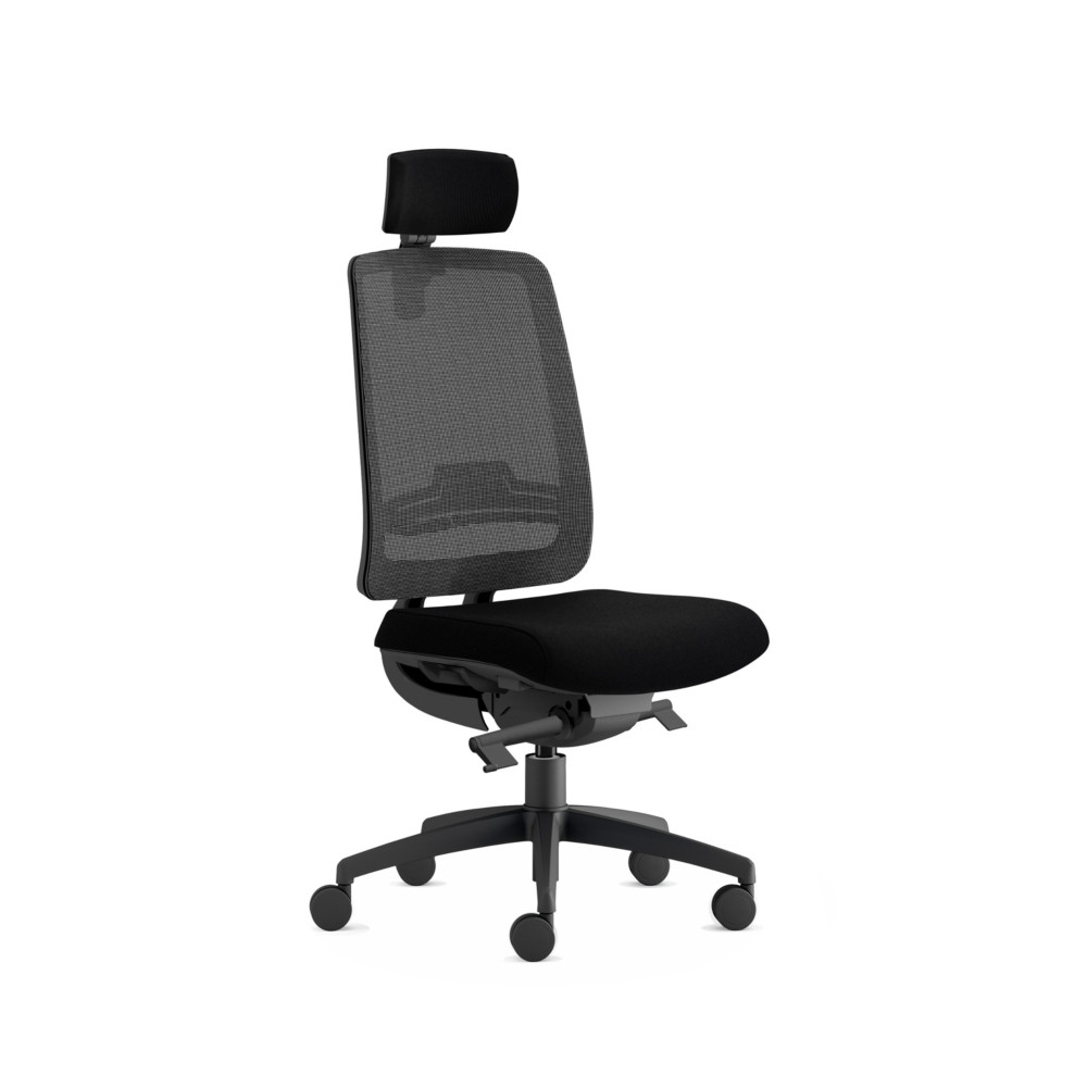 Sige de bureau Tarah avec appui-tte - maille filet / tissu Noir