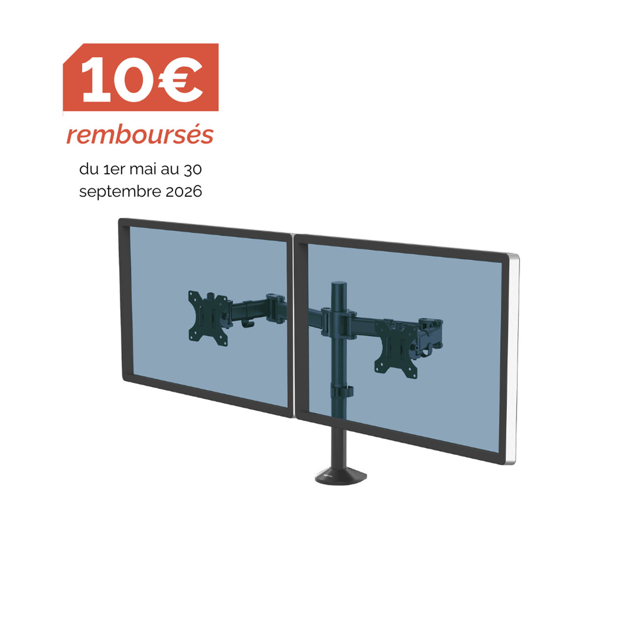 Fellowes Bras support écran double Reflex jusqu'à 30 pouces- Noir