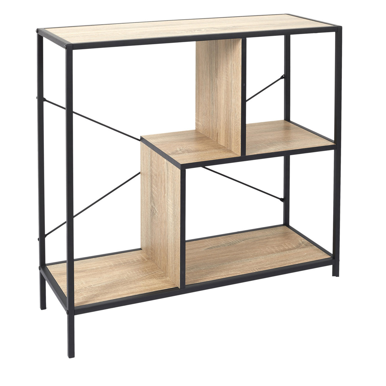 Etagère Edison structure métal noir plateau bois L. 80 x P. 30 x H. 80 cm