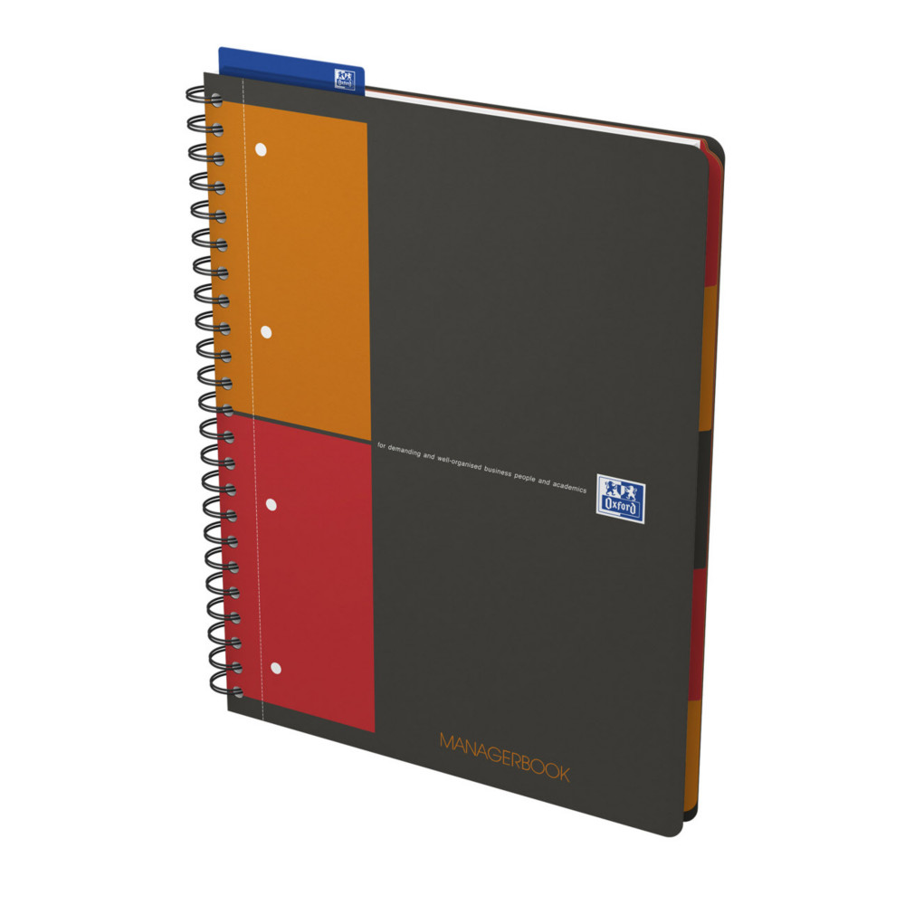 Oxford Cahier  spirale International Managerbook 24,5 x 29,8 cm - 80g - Perfor 4 trous - Rglure Projet - 160 pages