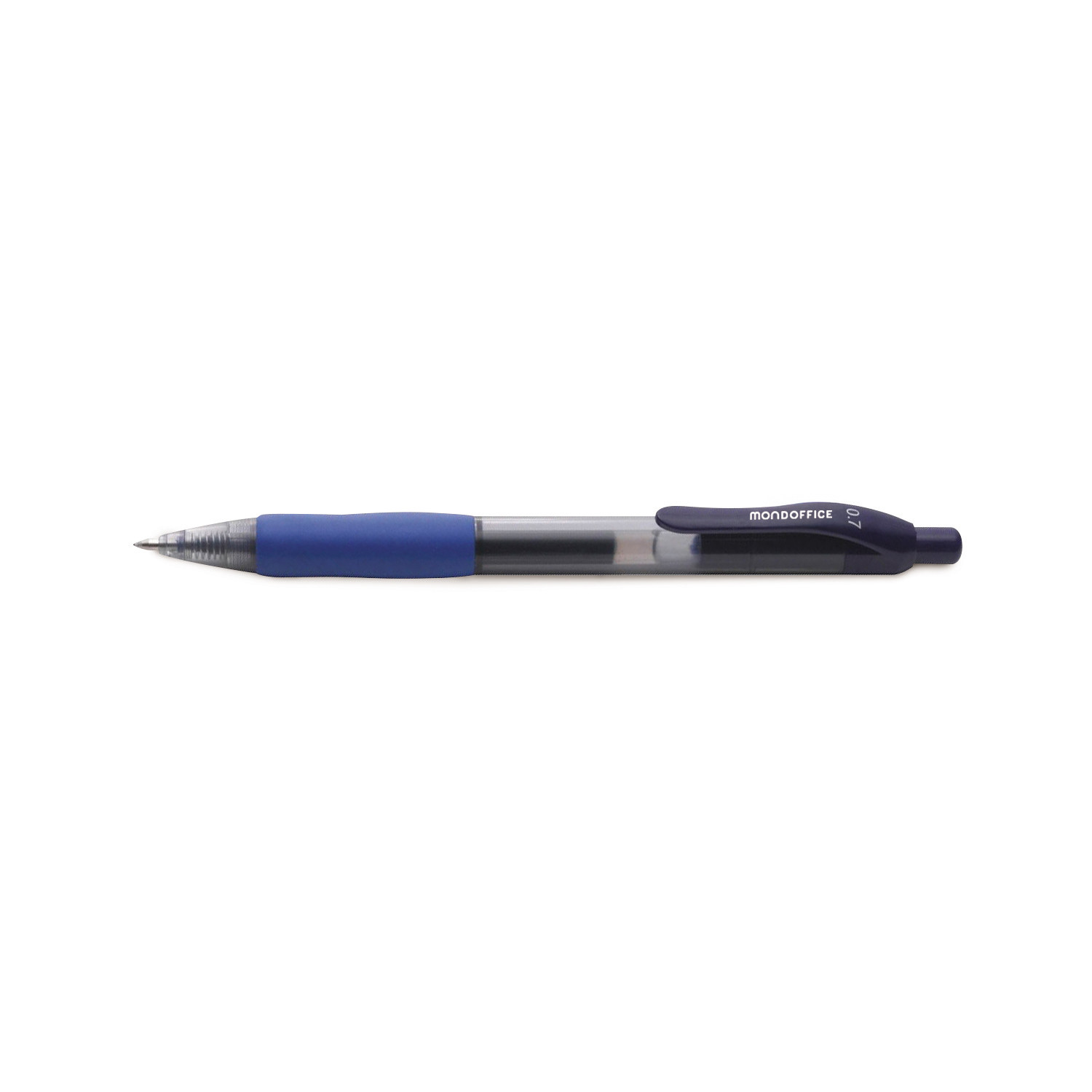 MONDOFFICE Stylo à encre gel rétractable pointe moyenne 0,7 mm avec grip de préhension - Bleu