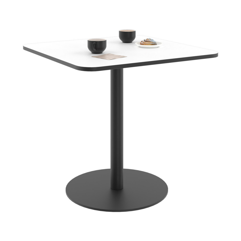 Paperflow Table de restauration carre Mezzo 80 x 80 cm - Plateau stratifi Blanc - Pied central en acier Noir