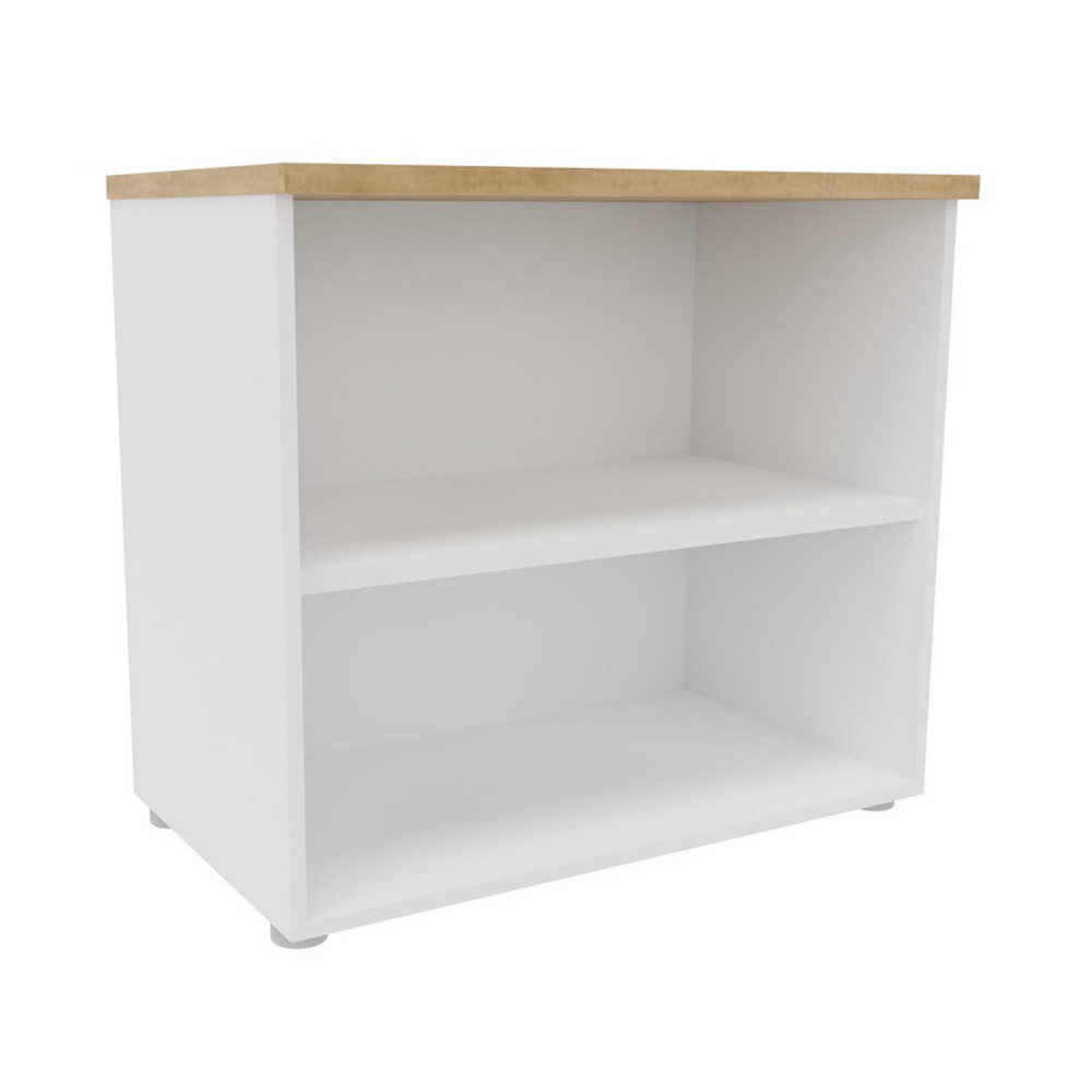 Bibliothque basse sans porte L.80 x P.48 x H.72 cm - Corps Blanc - Top Chne Nebraska