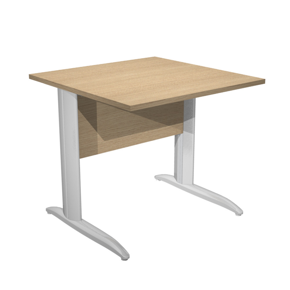 Bureau droit Pronto Mtal - L.80 x P.80 cm - Plateau Chne - Pieds L Chrome