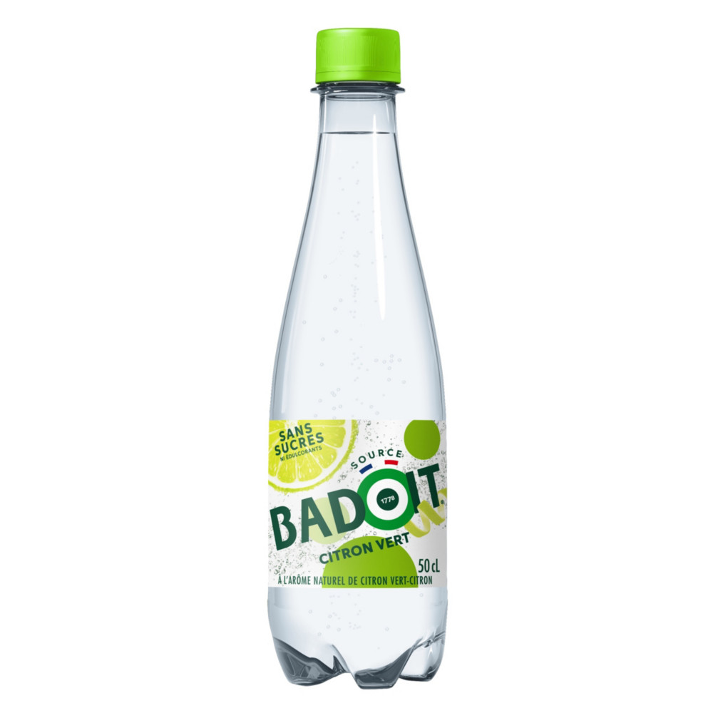 Badoit Eau minrale gazeuse ptillante aromatise Citron vert - Lot 30 bouteilles 50 cl