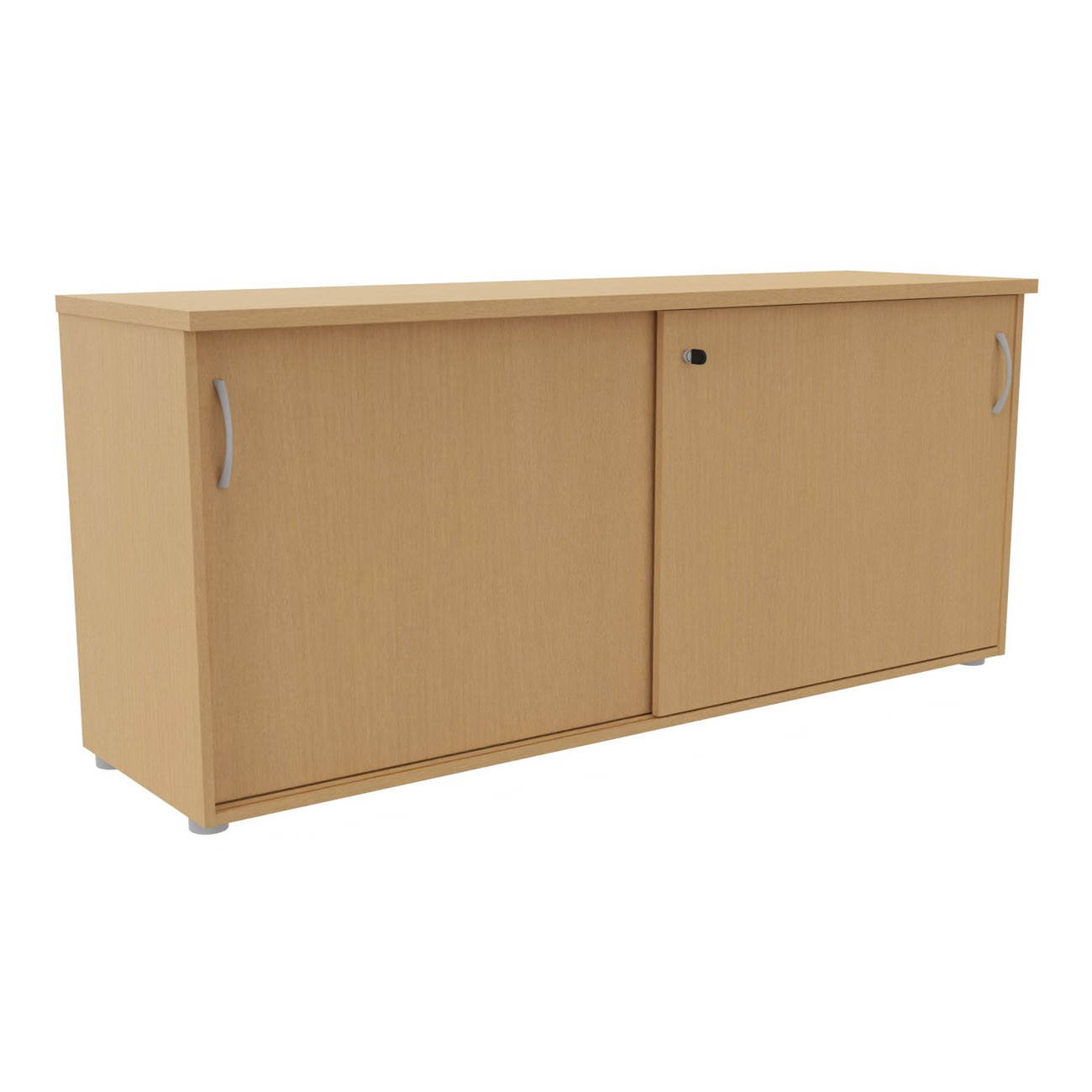 Armoire basse portes coulissantes L.163 x P.48 x H.72 cm - Hêtre