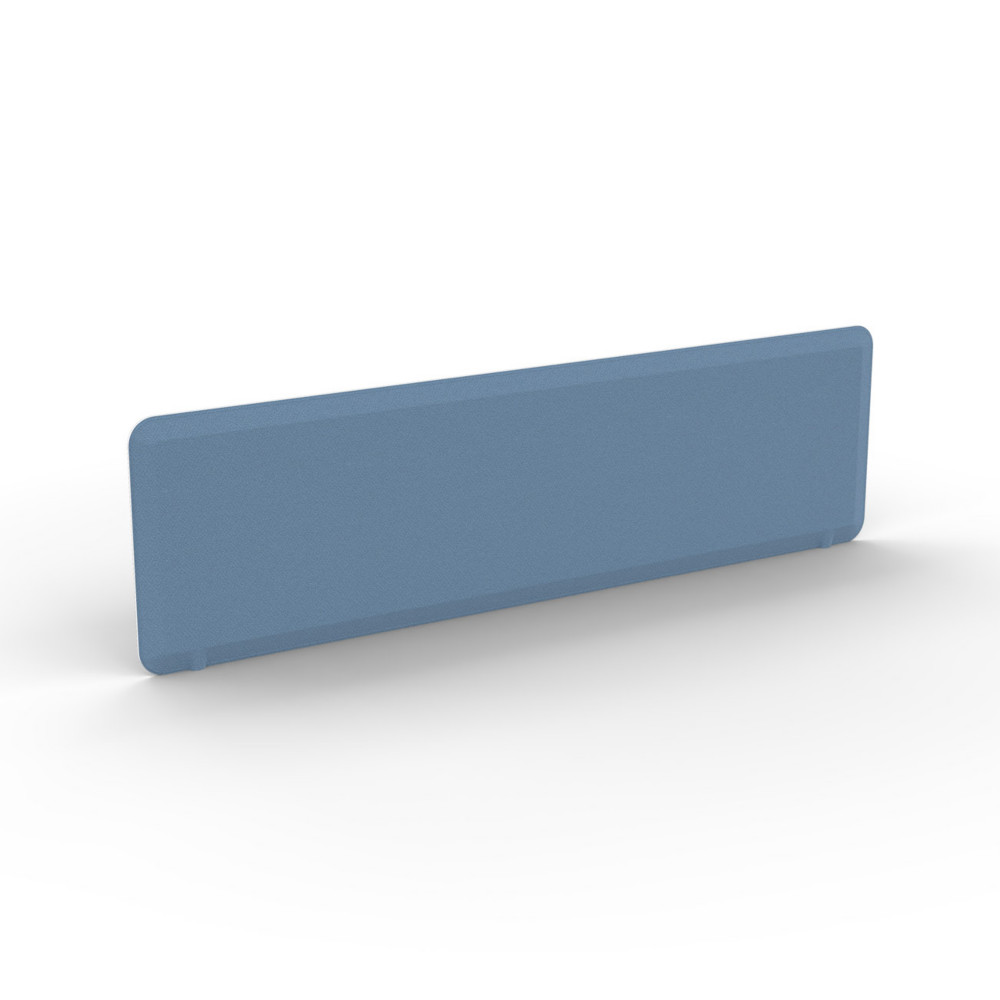 Panneau-cran  acoustique Moody pour bureau bench L.140 cm  Tissu Bleu - Fixation Blanche