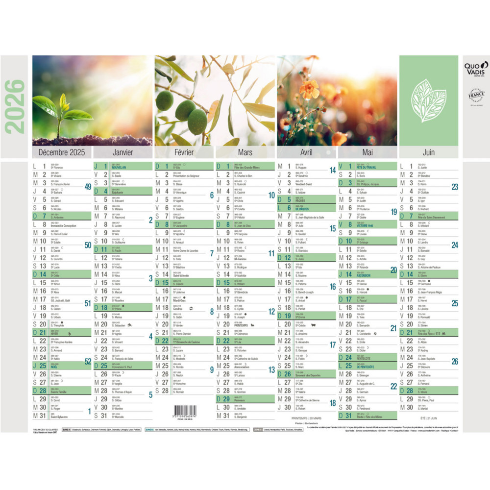 Quo Vadis Calendrier mural annuel Equology - 43 x 33,5 cm - 2026