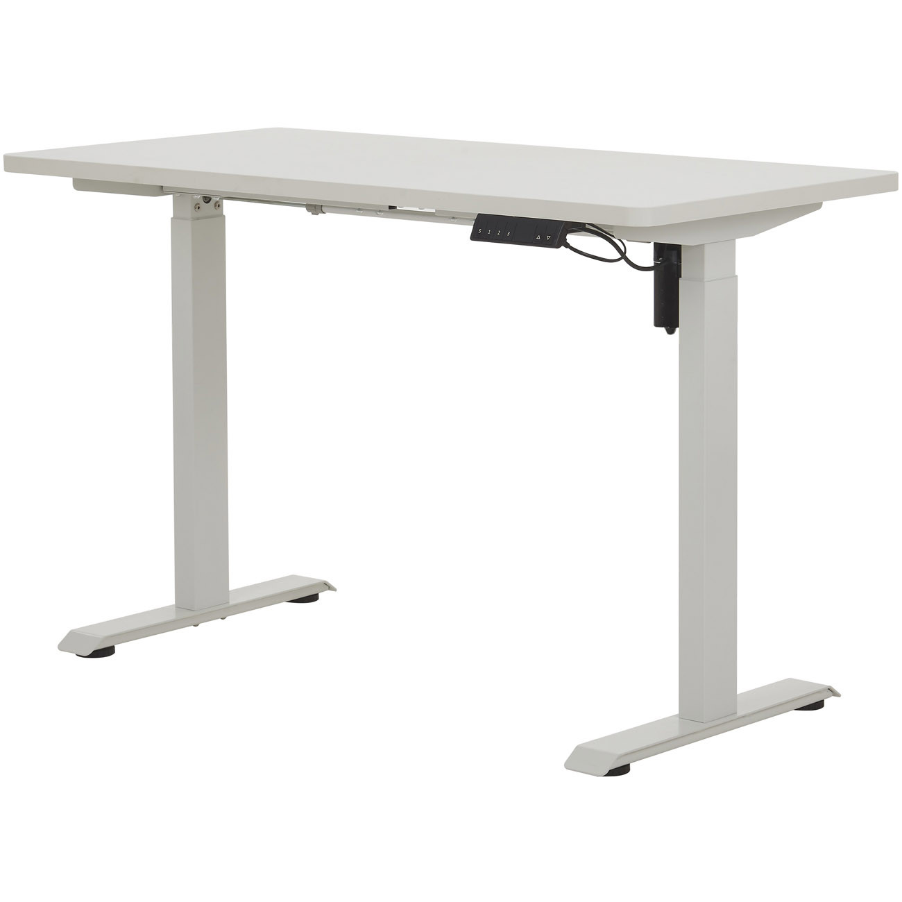 MONDOFFICE Bureau assis-debout My E-Desk - Réglage électrique en hauteur - L.120 x P.80 cm - Plateau blanc - Pieds métal blanc