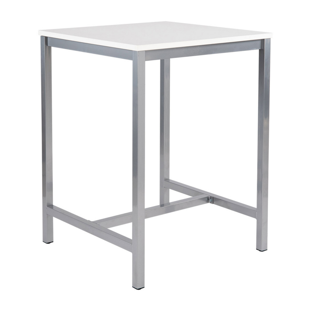 Table haute 110 cm polyvalente Budget 80 x 80 cm - Blanc pieds mtal Aluminium