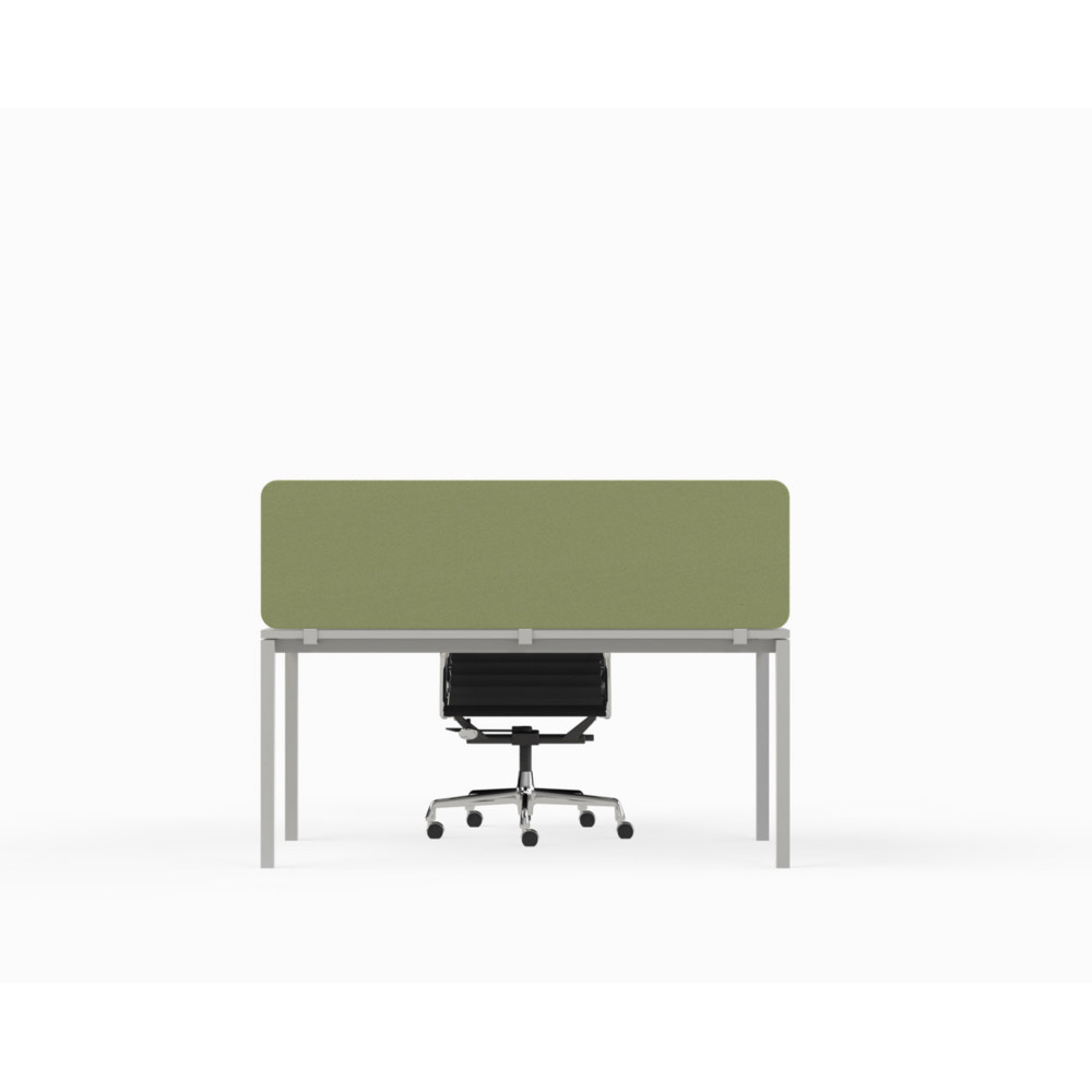 Panneau cran Sato pour bureau simple L.140 cm - Tissu Vert fort pince Aluminium