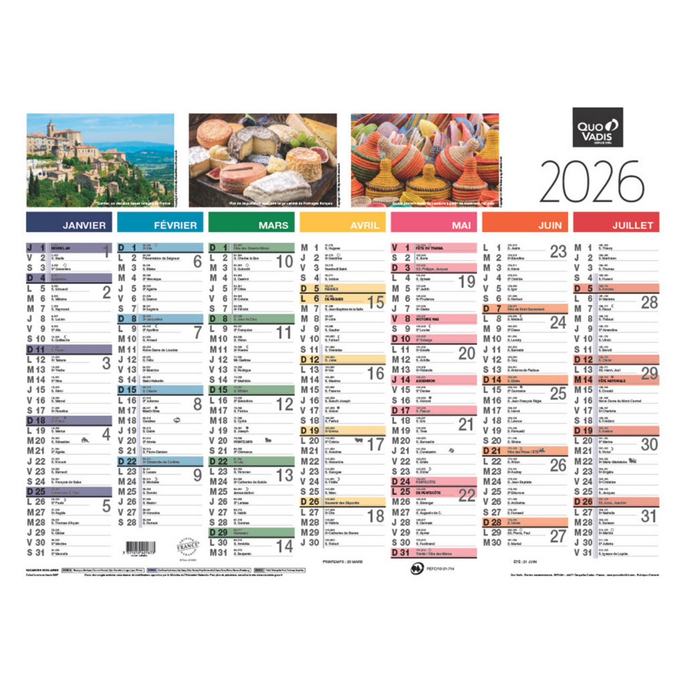 Quo Vadis Calendrier mural annuel Fantaisie Tradition - 55 x 40,5 cm - 2026