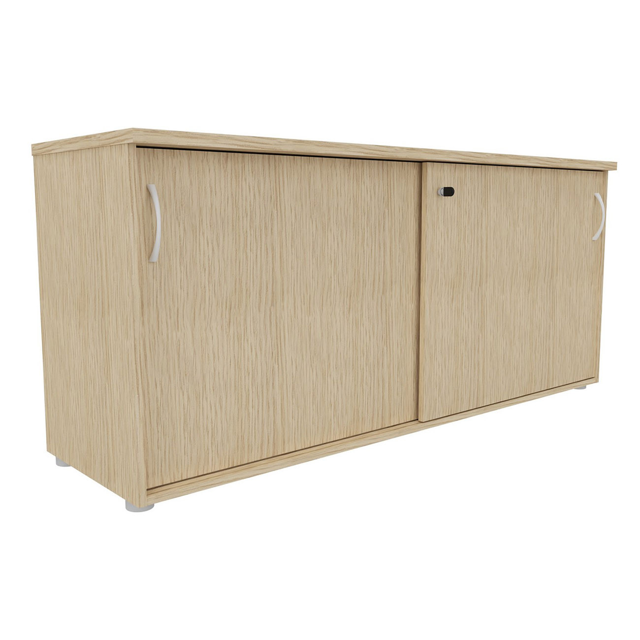 Armoire basse portes coulissantes L.163 x P.48 x H.72 cm - Chêne