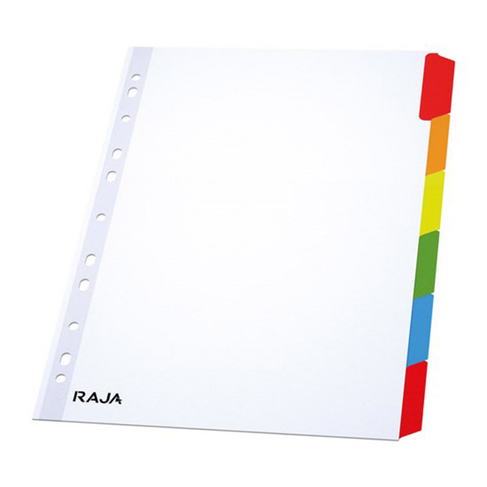 RAJA Intercalaires neutres A4 en bristol 170g blanc - 6 onglets couleur