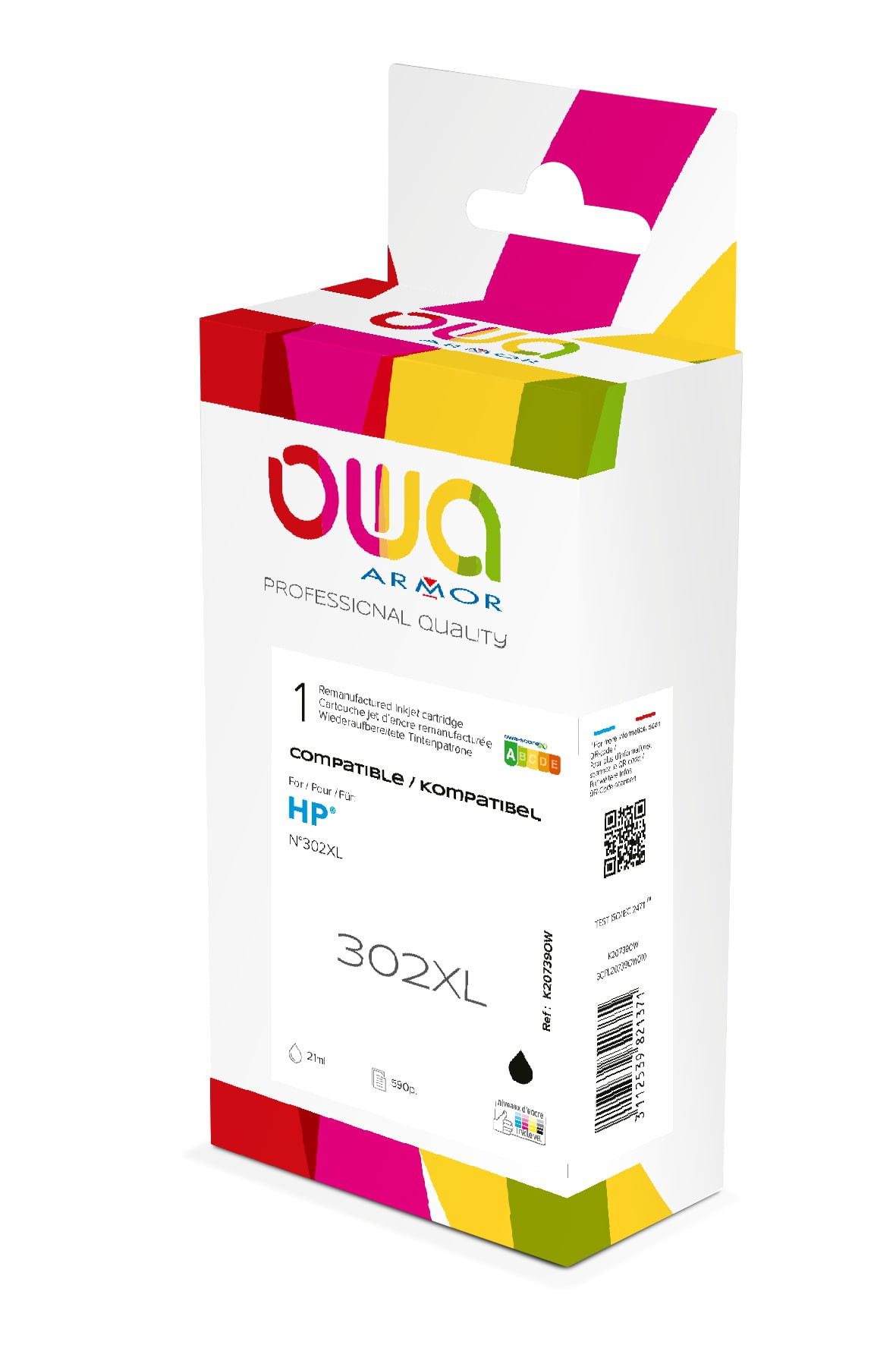 OWA Cartouche d'encre compatible HP 302XL F6U68AE - K20739OW - Noir