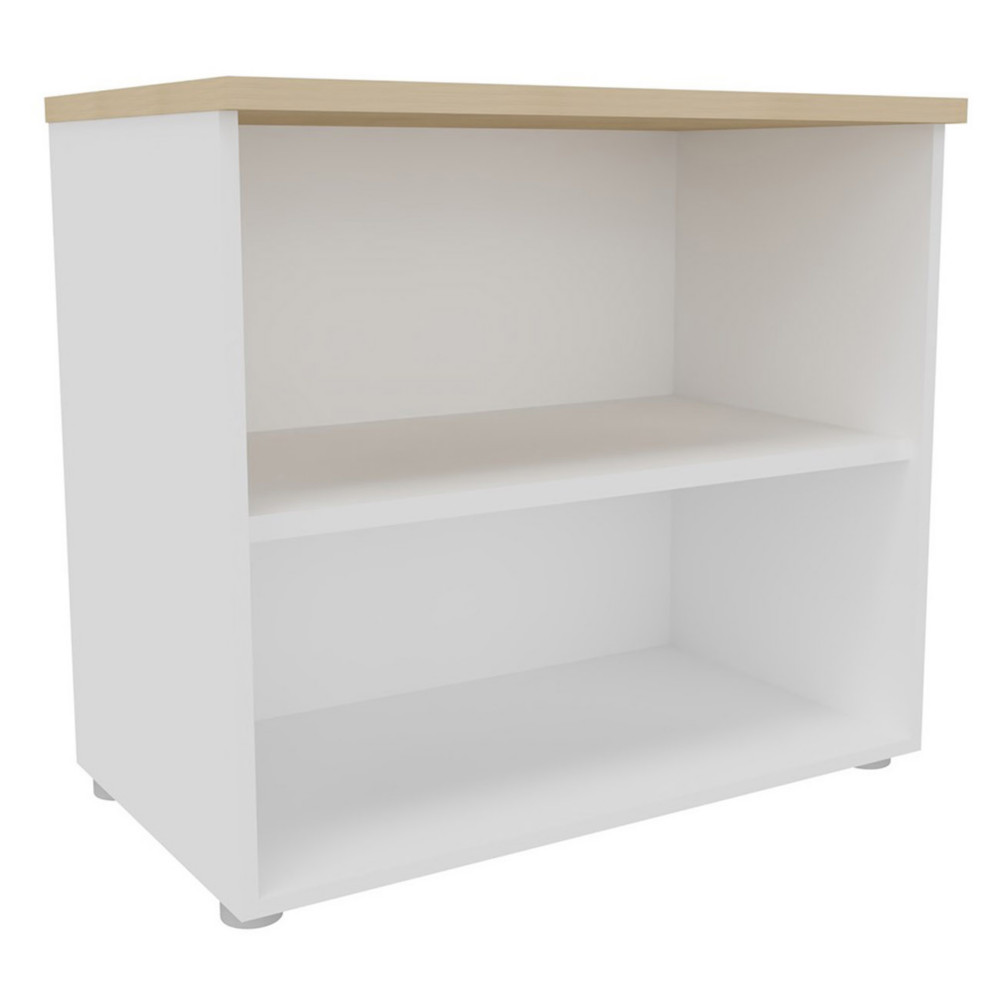 Bibliothque basse sans porte L.80 x P.48 x H.72 cm - Corps Blanc - Top Chne