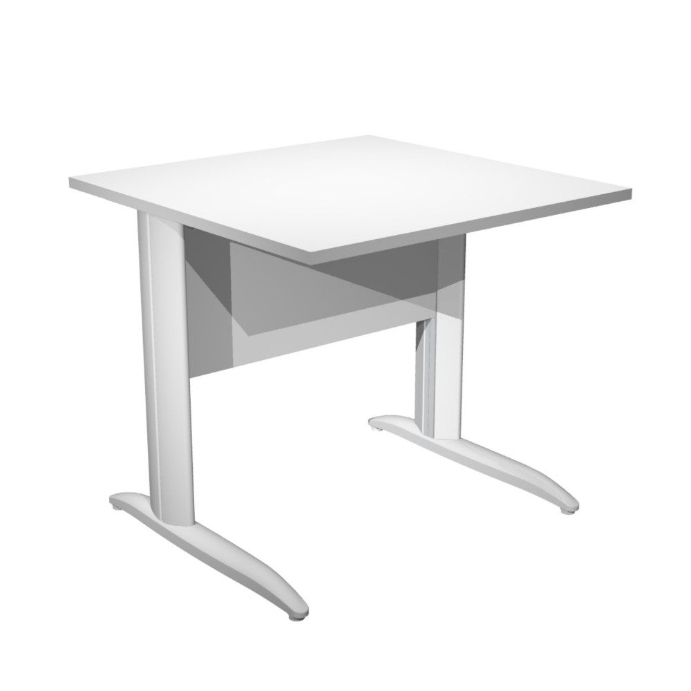 Bureau droit Pronto Mtal - L.80 x P.80 cm - Plateau Blanc - Pieds L Blanc