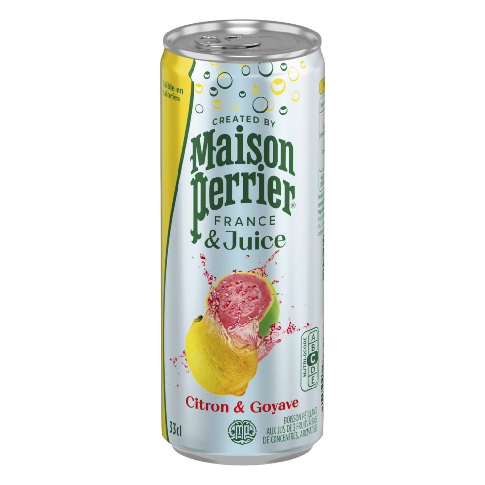 Maison Perrier & Juice eau gazeuse aromatise saveur citron & goyave  Lot de 24 canettes slim  33cl
